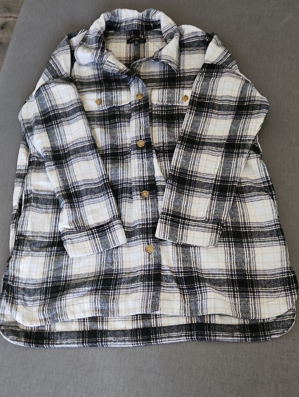 Banana Republic Black and White Plaid Shirt Jacket